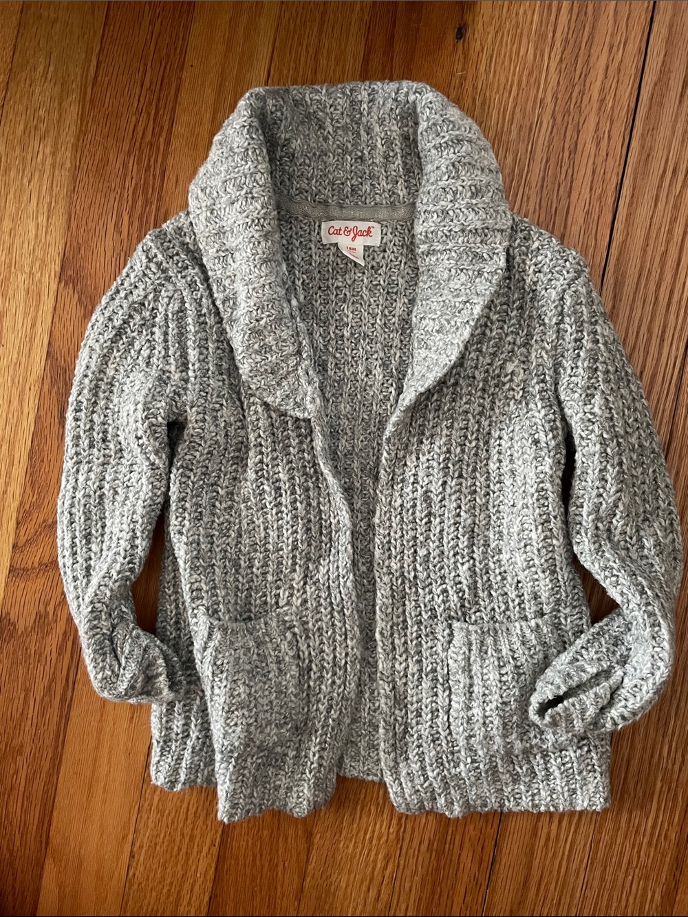 Cat & Jack Gray Shawl Collar Chunky Knit Cardigan